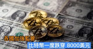 各国加强监管，比特币一度跌穿8000美元