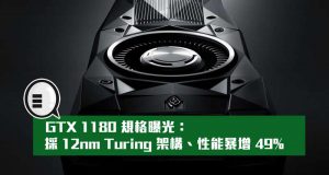 GTX1180规格曝光：采12nmTuring 架构、性能暴增49%！