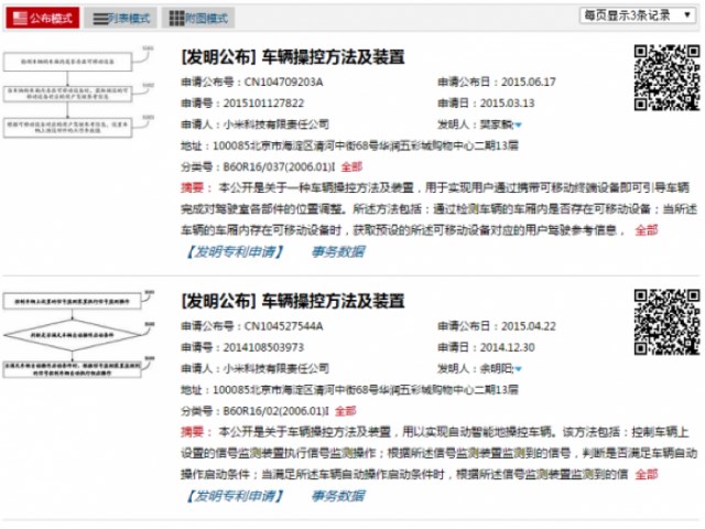 小米多项汽车专利曝光，或涉足智能汽车领域