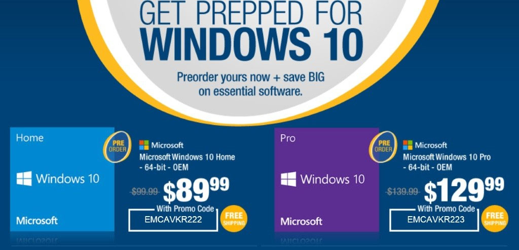 Windows10提前开卖预售，有Coupon有折扣！