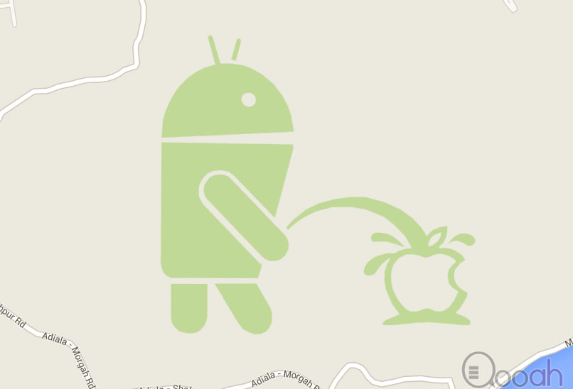 撩交打？GoogleMaps竟出现Android向Apple撒尿图案！